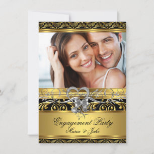 Verlobungsfeier Gold Silber Herz Foto 4 Einladung