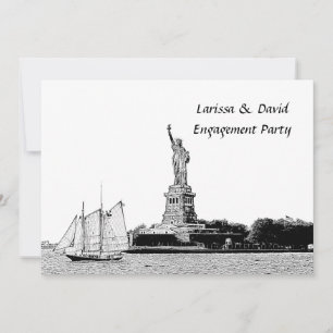 Verlobungsfeier NYC Skyline geätzter Stil der Libe Einladung