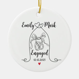 Verlobungsgeschenk, Antragsandenken, Paar verlobt Keramik Ornament
