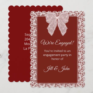 Verlobungskarte Hochzeit Elegant Burgunder Schleif Einladung