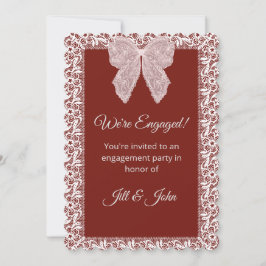Verlobungskarte Hochzeit Elegant Burgunder Schleif Einladung