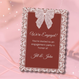 Verlobungskarte Hochzeit Elegant Burgunder Schleif Einladung