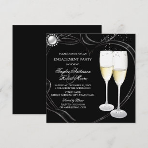 Verlobungsparty-Einladung mit Champagner und Herz Einladung