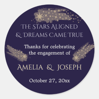 Verlobungsparty-Einladung 'Sterne und Träume' Runder Aufkleber