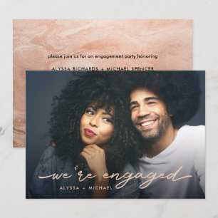 Verlobungsparty Foto und Imitate Rose Gold Back Einladung