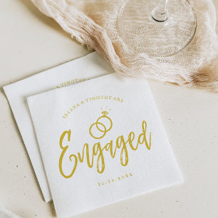 Verlobungsparty-Schriftzug Gold Serviette
