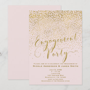 VERLOBUNGSPARTY Shower Roségold & Gold Konfetti Einladung
