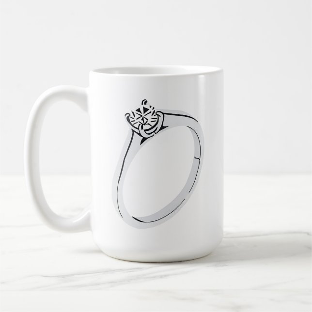 Verlobungsring und Datum Kaffeetasse (Links)