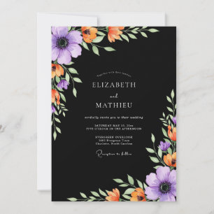 Verlockende schwarze herbstliche Hochzeit Einladung