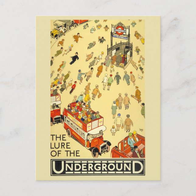Verlockung des Untergrunds | London Vintag Plakat Postkarte (Vorderseite)