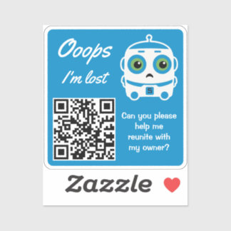 Verloren Artikel Rückgabe QR Sticker Blau Bot