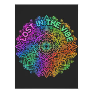 Verloren im Vibe-Regenbogen-Neon-Mandala-Grafik Poster