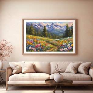 Verloren in einem Feld aus Blumen Landschaftsposte Poster