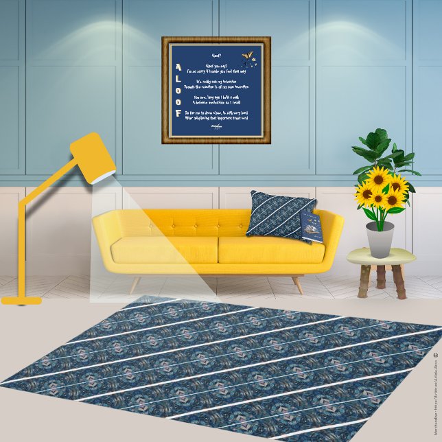 Verloren in einem Quatrain - Aloof - Poster von Ad (Blue Stripe Rug, Pillow, Lost in a Quatrain Book and Aloof Poster by Poet Adiela Akoo. Get yours now)