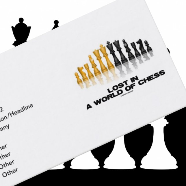 Verloren in einer Welt des Schachs (Reflektives Sc Visitenkarte (Business card for any chess player or chess teacher featuring the saying "Lost In A World Of Chess")