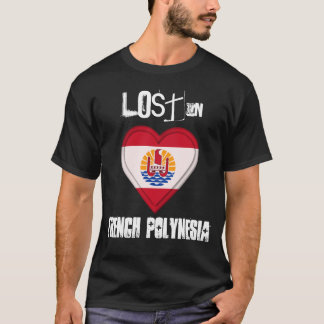 Verloren in Französisch-Polynesienflagge Herzen T-Shirt