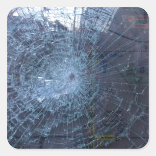 Verloren -- mit defektem Glas und Karte Quadratischer Aufkleber