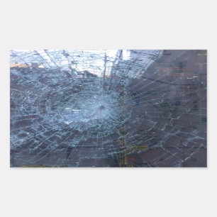 verloren — mit gebrochenem Glas und Karte Rechteckiger Aufkleber