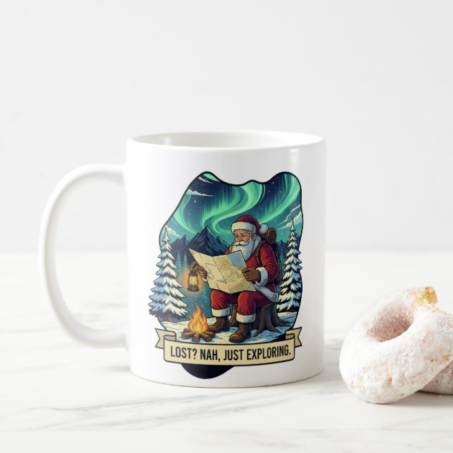 Verlorene Nah nur, das Santa Design zu erkunden Kaffeetasse (Mit Donut)