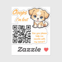 Verlorenes-Item-Rückgabe-QR-Sticker Süßer Welpe