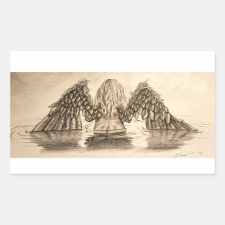 Verlorenes Little Angel Zeichnend Design Rechteckiger Aufkleber