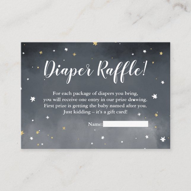 Verlosung von Gold Glitzer Stars Wasserfarben-Chic Begleitkarte (Vorderseite)