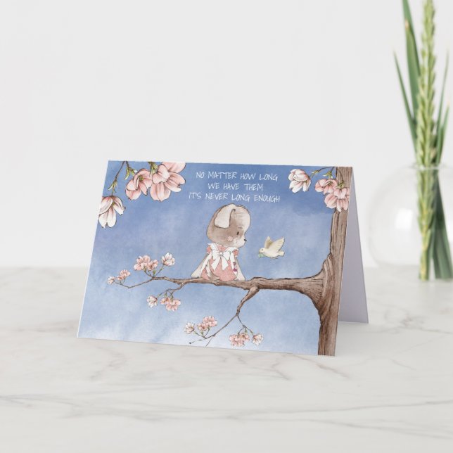 Verlust des Girl Cat Beileid Wasserfarben Illustra Karte (Vorderseite)