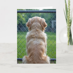 Verlust des Hundes, der durch einen Zaun schaut Karte