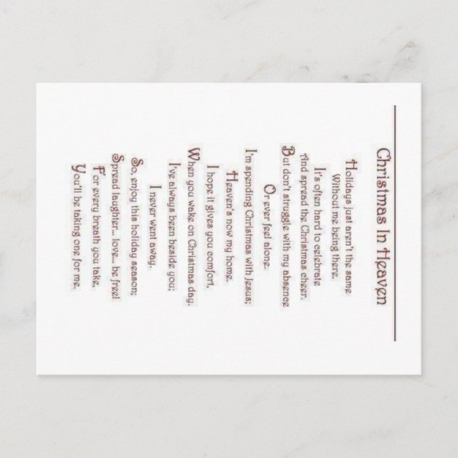 Verlust einer geliebten Postkarte (Vorderseite)