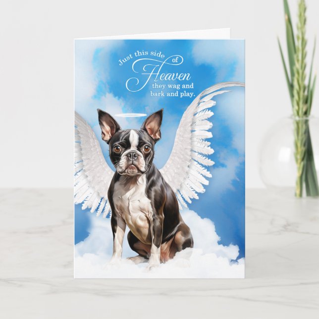 Verlust eines Boston Terrier Dog Angel Pet Beileid Karte (Vorderseite)