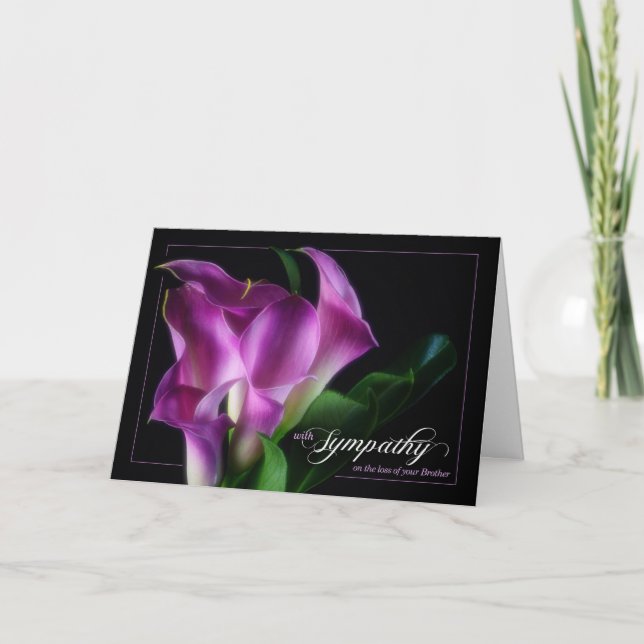 Verlust eines Bruder Beileids Lila Calla Lilies Karte (Vorderseite)