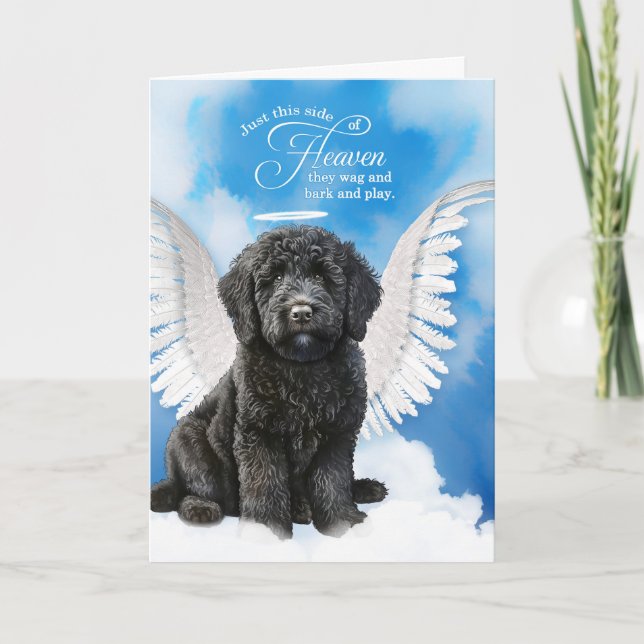 Verlust eines schwarzen Labradoodle-Hundes Beileid Karte (Vorderseite)