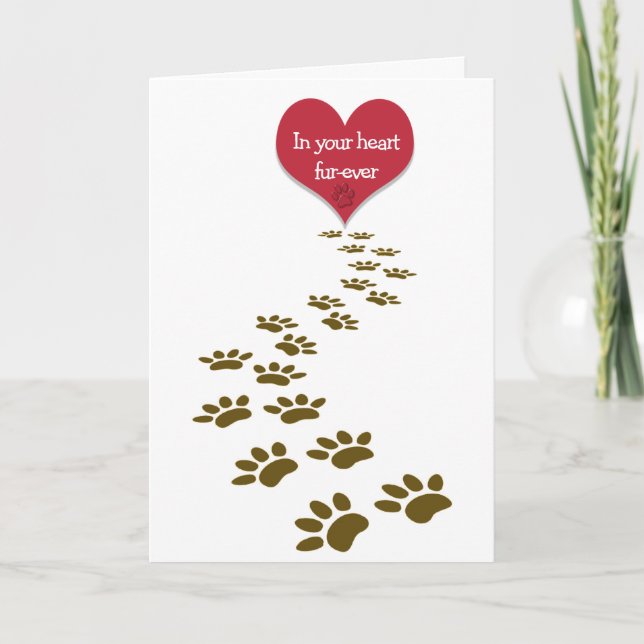Verlust von Pfotendrucken und Herz Karte (Vorderseite)