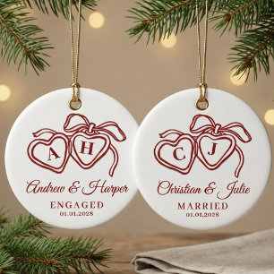 Vermählung Rotes individuelles Monogramm für neu Keramik Ornament