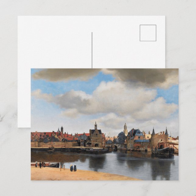 Vermeer - Ansicht von Delft | Stadtbild Postkarte (Vorne/Hinten)