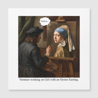 Vermeer bei der Arbeit an Mädchen mit Perlenohrrin Magnetkarte