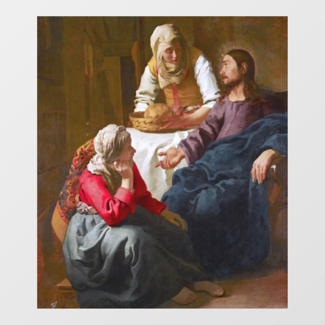 Vermeer - Christus im Haus von Martha und Maria Fensteraufkleber (Blatt)