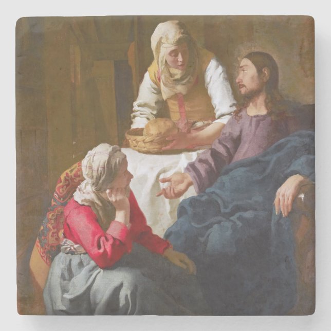 Vermeer - Christus im Haus von Martha und Maria Steinuntersetzer (Vorderseite)