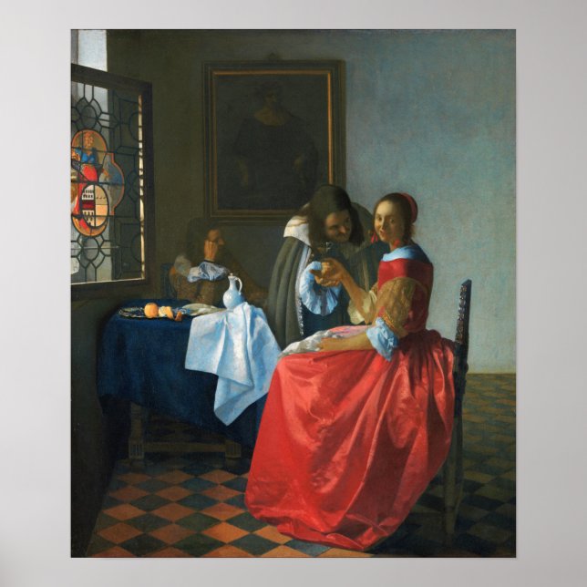 Vermeer - Das Mädchen mit Weinglas 1662 Poster (Vorne)