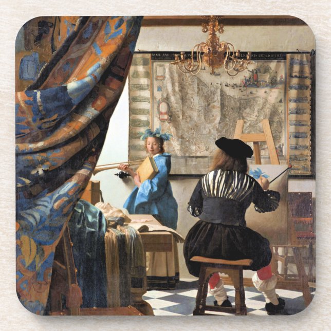 Vermeer - Die Malkunst Getränkeuntersetzer (Vorderseite)