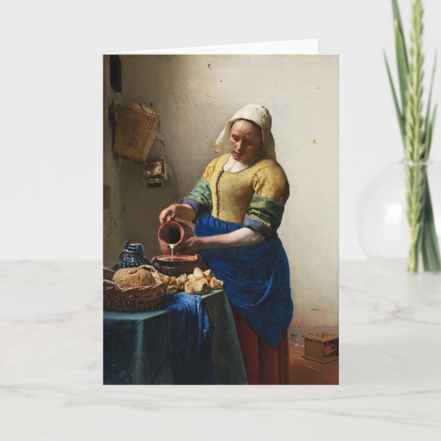 Vermeer die Milkmaid-Gruß-Karte Karte (Vorderseite)