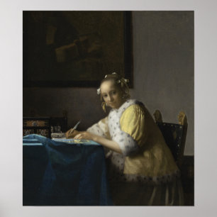 Vermeer - Eine Dame beim Schreiben 1667 Poster