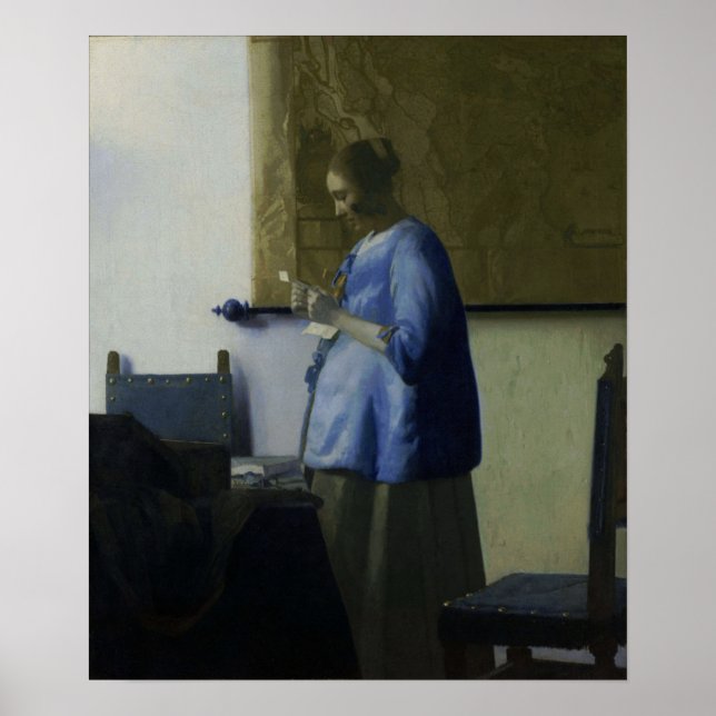 Vermeer - Frauen in blau lesen einen Brief 1665 Poster (Vorne)