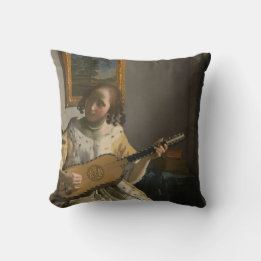 Vermeer-Gemälde-Detail auf Vintage- Kissen