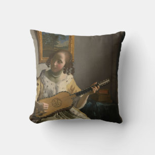Vermeer-Gemälde-Detail auf Vintage- Kissen
