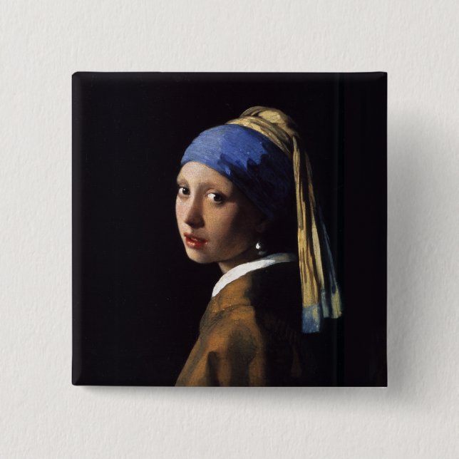 Vermeer Girl Pearl Earring Masterpiece Malerei Button (Vorderseite)