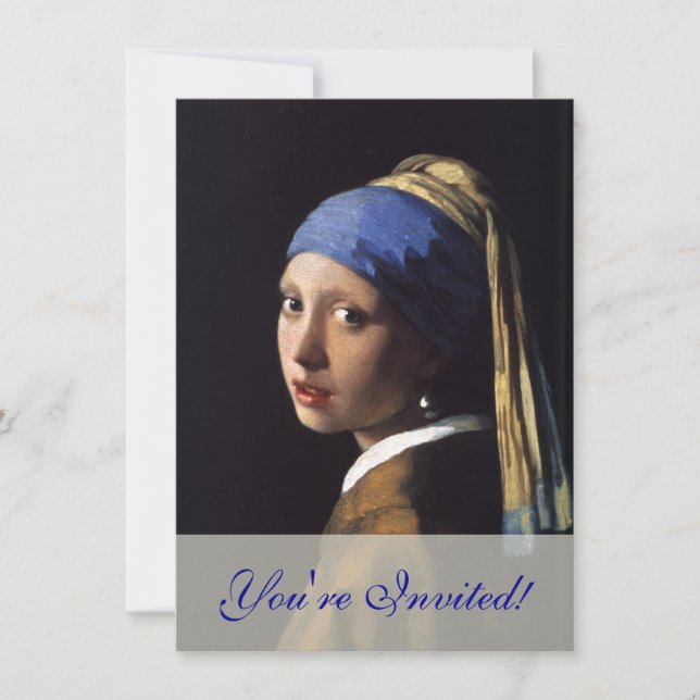 Vermeer Girl Pearl Earring Masterpiece Malerei Einladung (Vorderseite)