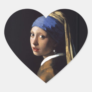 Vermeer Girl Pearl Earring Masterpiece Malerei Herz-Aufkleber