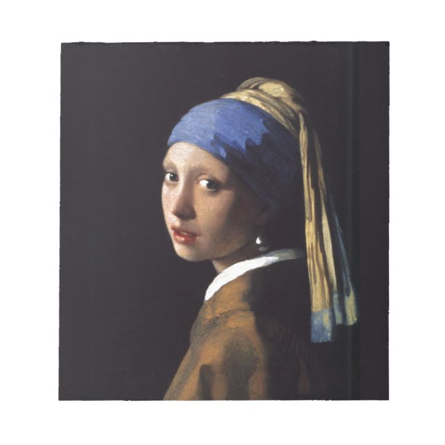 Vermeer Girl Pearl Earring Masterpiece Malerei Notizblock (Vorderseite)