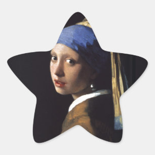 Vermeer Girl Pearl Earring Masterpiece Malerei Stern-Aufkleber
